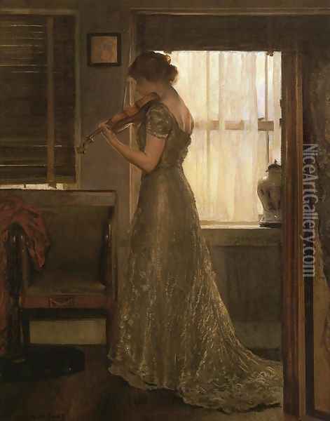 The Violinist (or The Violin: Girl with a Violin III) Oil Painting - Joseph Rodefer DeCamp