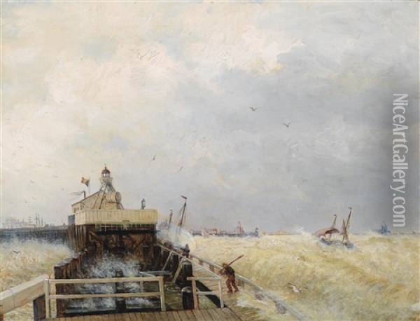 Hafen In Ostende Oil Painting - Hermann Herzog