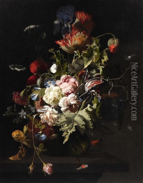 A Floral Still Life Oil Painting - Simon Pietersz Verelst