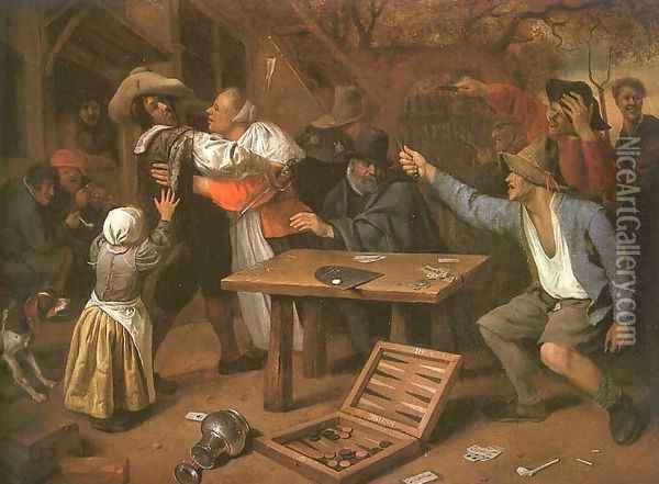 Card Players Quarreling 1664-65 Oil Painting - Jan Steen