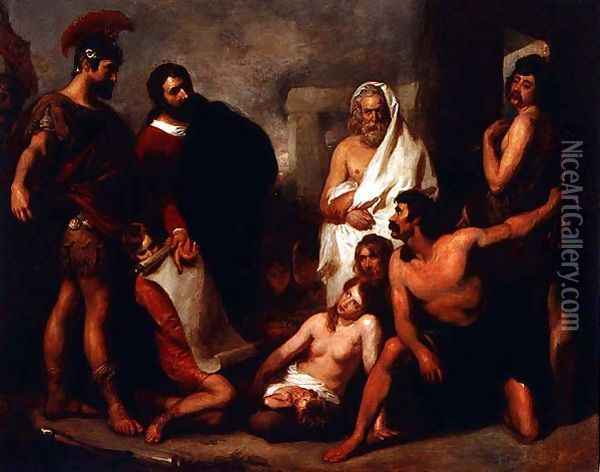 The Romans Teaching the Arts to the Ancient Britons, c.1831 Oil Painting - Henry Perronet Briggs
