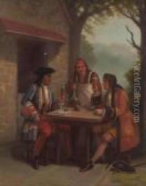 Gentlemen Raising Their Glasses Oil Painting - Benjamin Franklin Reinhart