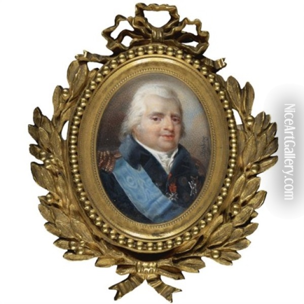 Portrait Of Louis Xviii Oil Painting - Jean-Baptiste Isabey