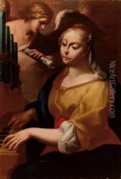 Santa Cecilia Oil Painting - Giuseppe Vermiglio