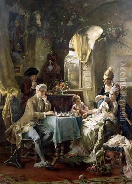 The Chess Players 1887 Oil Painting - Willem Herreyns