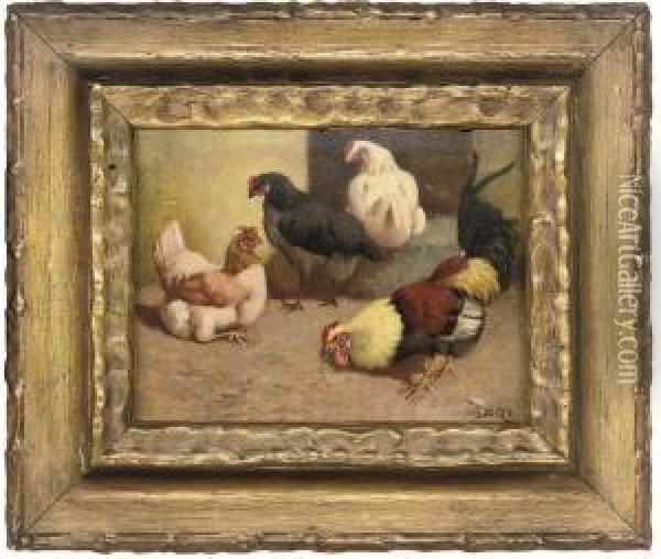 Pecking Order Oil Painting - William Baptiste Baird