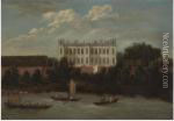 A View Of Syon House From The Thames Oil Painting - Robert Griffier