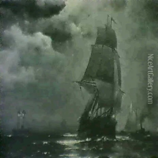Entering New York Harbor Oil Painting - Edward Moran