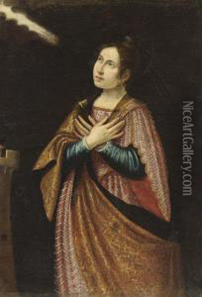 Saint Barbara Oil Painting - Francisco De Zurbaran