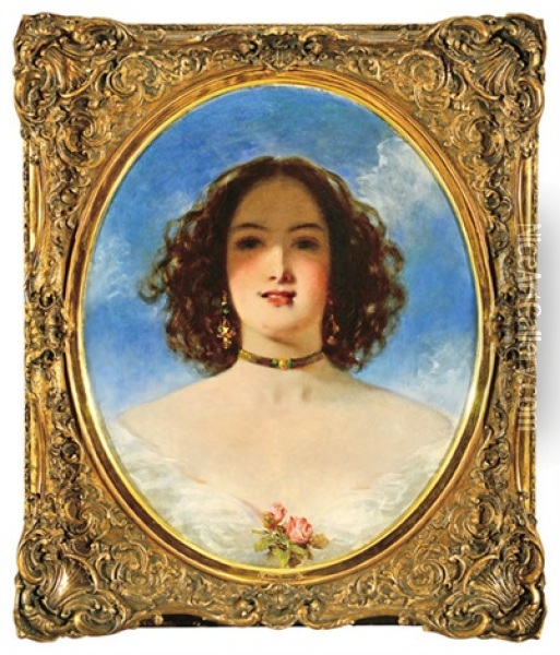 Woman Portrait Oil Painting - Charles (Karoly) Brocky