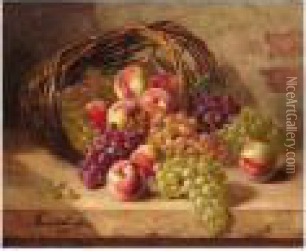 A Basket Of Fruit Oil Painting - Alphonse de Neuville