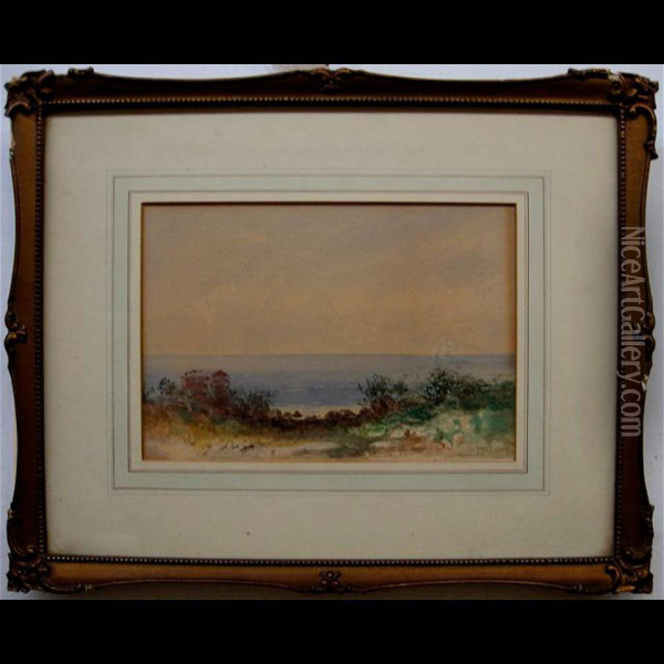 Beach View With Log Cabin Oil Painting - Otto Reinhard Jacobi