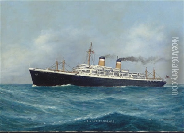 The S.s. Independence At Sea Oil Painting - Luca Papaluca