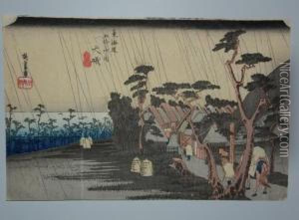 Serie Du Grand Tokaido Oil Painting - Utagawa or Ando Hiroshige