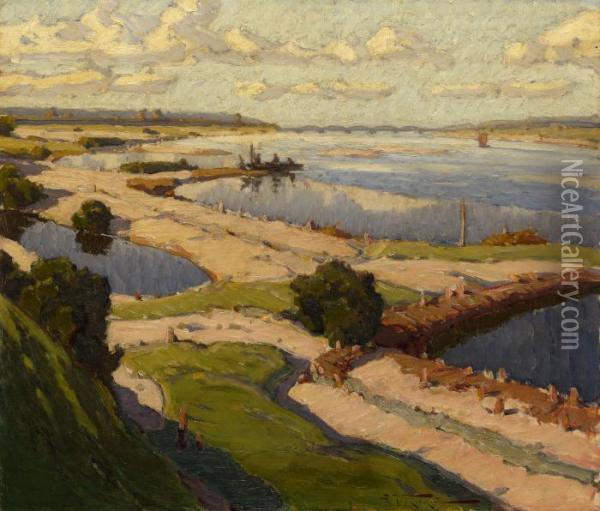 The Volga River Oil Painting - Alexandr Vladimirovich Makovsky