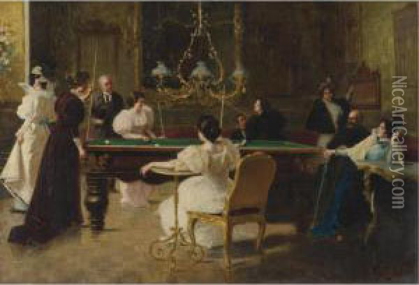 The Billiards Players Oil Painting - Luigi Sorio