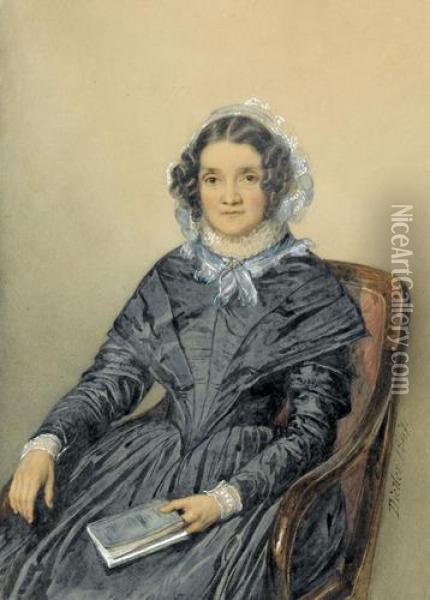 Bildnis Einer Sitzenden Dame Mit Buch Oil Painting - Johann Friedrich Dietler