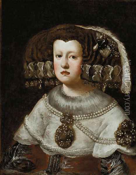 Portrait of Queen Mariana of Austria Oil Painting - Diego Rodriguez de Silva y Velazquez