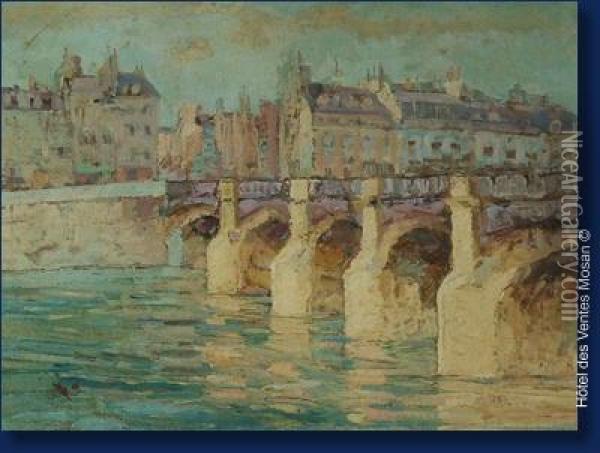 Le Pont Neuf A Paris Oil Painting - Camille Bottin