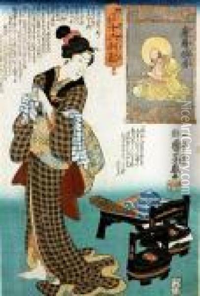 Kobieta Wycierajaca Rece Oil Painting - Utagawa Kuniyoshi