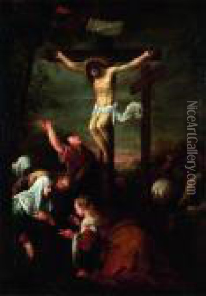 Les Trois Marie Au Pied De La Croix Oil Painting - Jacopo Bassano (Jacopo da Ponte)