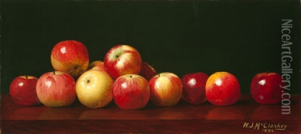 Apples On A Table Oil Painting - William J. McCloskey