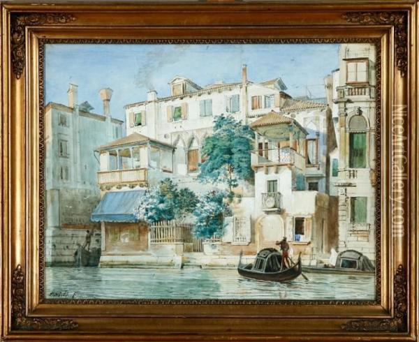 Canal Scenery From Venice Oil Painting - Friedrich Nerly