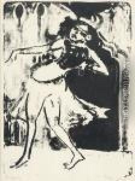Indische Tanzerin. Oil Painting - Ernst Ludwig Kirchner