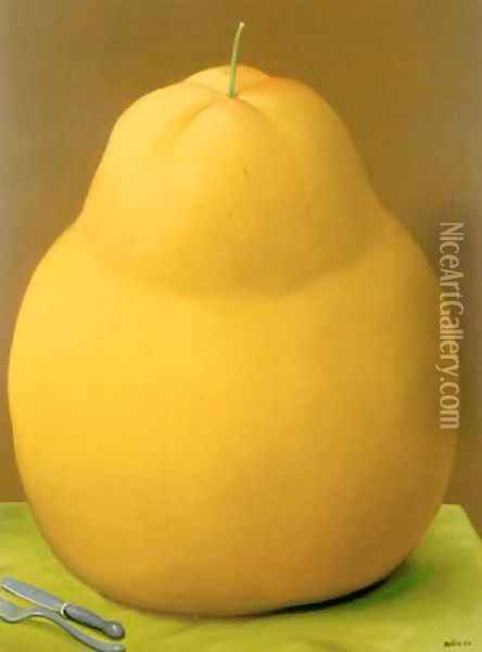 Pear Pere Oil Painting - Fernando Botero