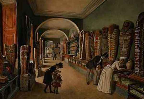 The Corridor and the last Cabinet of the Egyptian Collection in the Ambraser Collection of the Lower Belvedere Oil Painting - Carl Goebel