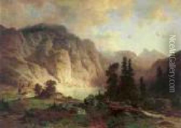 Am Traunsee Oil Painting - Heinrich Steinike