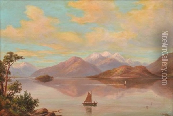 Lake Wakatipu, New Zealand Oil Painting - William George Baker