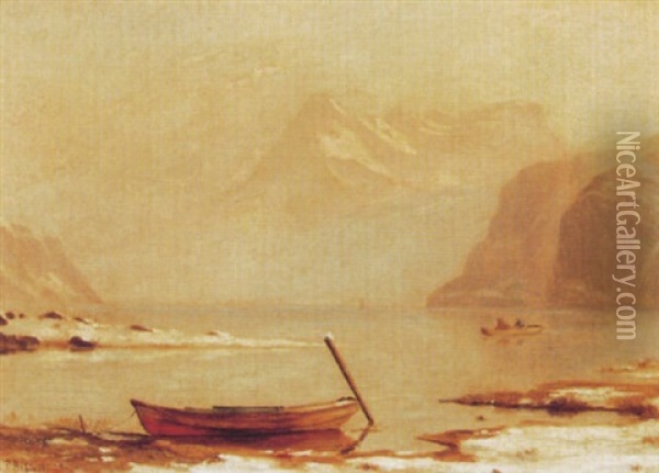 Winterliche Seelandschaft Oil Painting - Paul Gustave Robinet