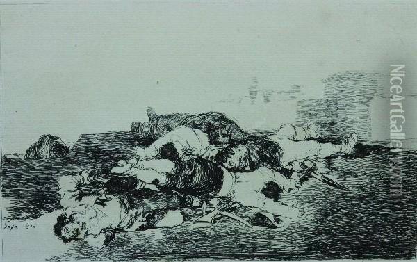 A Print From The Series Los Disastres Del Guerre Oil Painting - Francisco De Goya y Lucientes