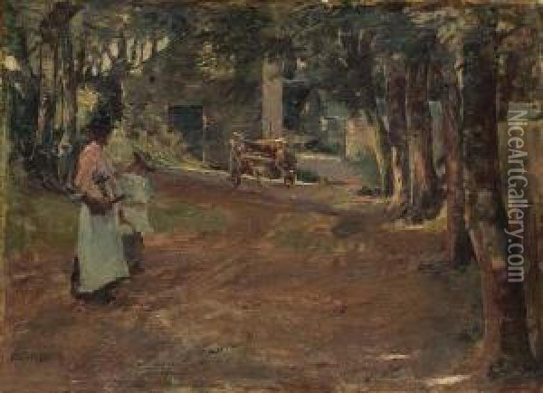 On A Country Road Oil Painting - Elizabeth A.Stanhope Forbes