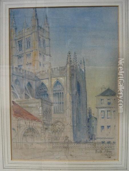 Bath Abbey Oil Painting - Alfred Powell