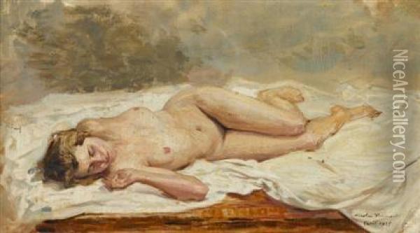 Female Nude Oil Painting - Nicolas Vermont