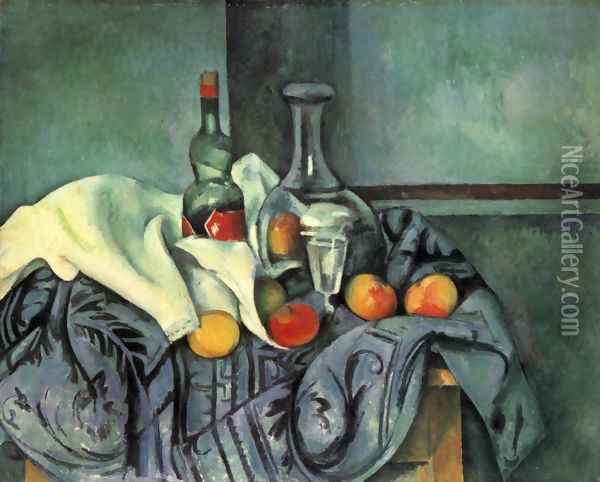 Still life with bottle and jug Oil Painting - Paul Cezanne