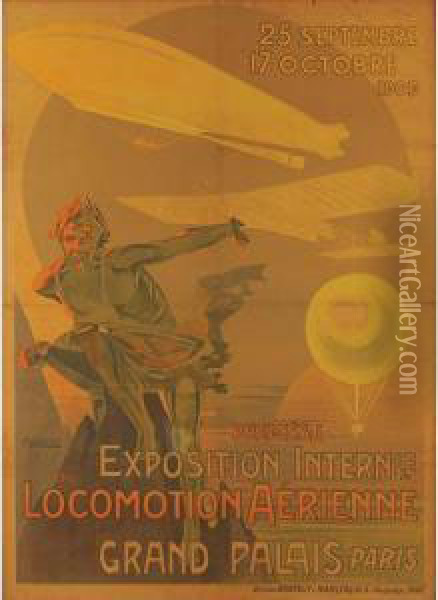 Premiere Exposition Internle De Locomotion Aerienne Oil Painting - Ernest Montaut