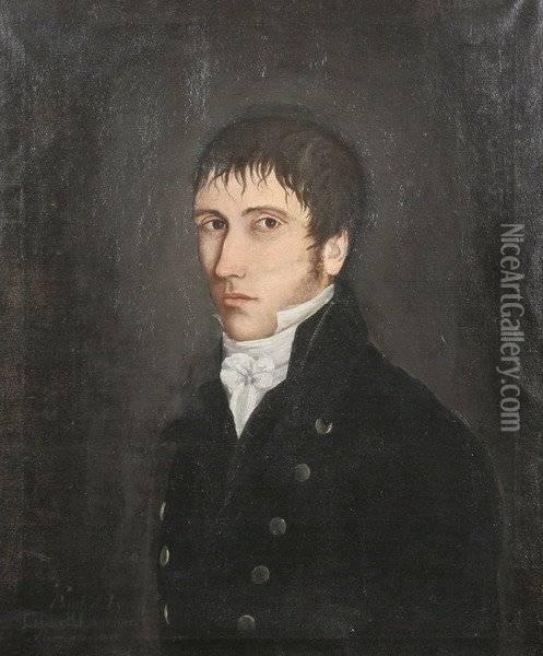Portrait Of Major John Miles Oil Painting - Charles B. Lawrence