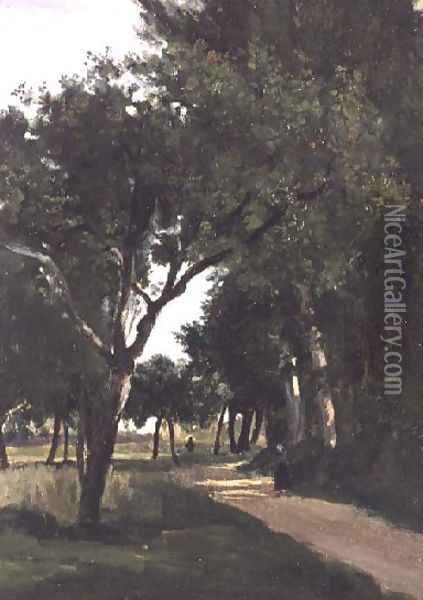 Avenue in the Woods, near Chaville, c.1824 Oil Painting - Jean-Baptiste-Camille Corot