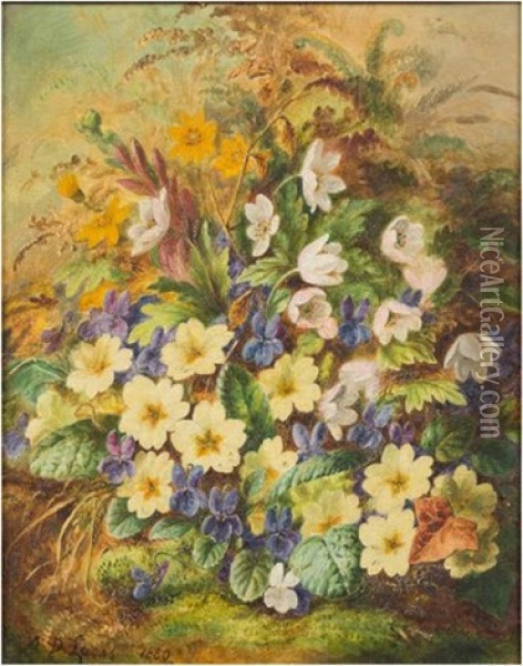 Primroses And Violets Oil Painting - Albert Durer Lucas