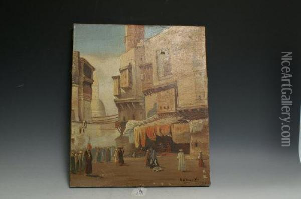 Eastern Market Scene Oil Painting - Cesare C. Vianello