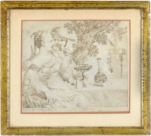 Amorous Couples On A Terrace Oil Painting - Gaetano Biccari