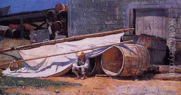 Boy in a Boatyard Oil Painting - Winslow Homer