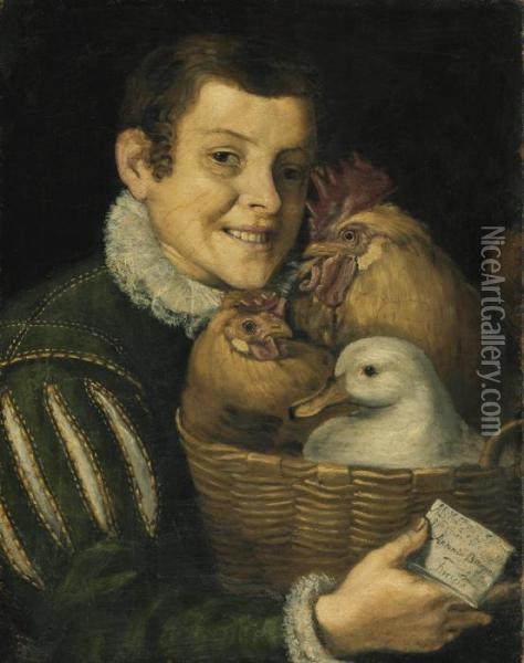 Boy With A Basket Of Poultry Oil Painting - Vincenzo Campi