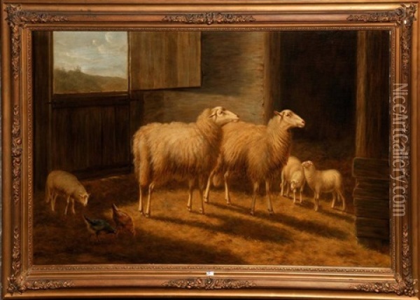 Moutons A La Bergerie Oil Painting - Arthur De Waerhert