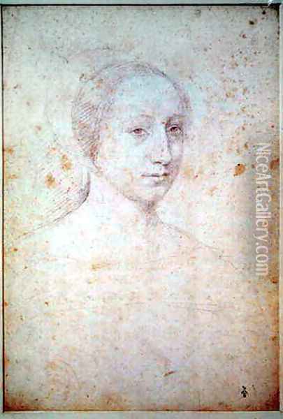 Portrait of a lady, 1532 Oil Painting - (studio of) Clouet
