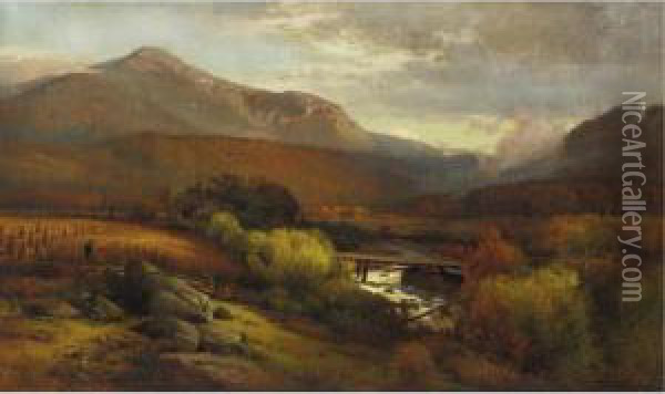 Mt. Lafayette, Franconia New Hampshire Oil Painting - William M. Hart