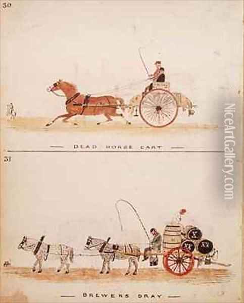 The Dead Horse Cart and the Brewers Dray Oil Painting - William Francis Freelove